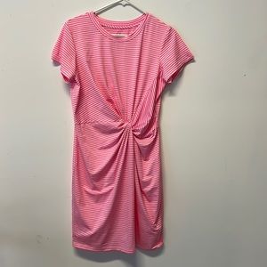 Vineyard Vines Pink & White Striped Twist-Front Mini Dress
